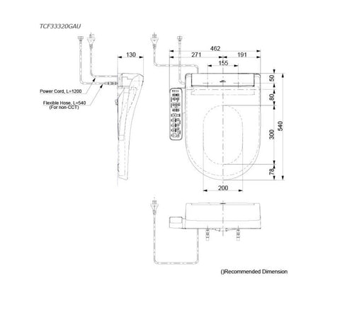 Toto Basic Plus Toilet with Side Control S2 Washlet